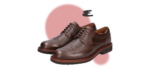 brown leather dress shoes with brogue detailing