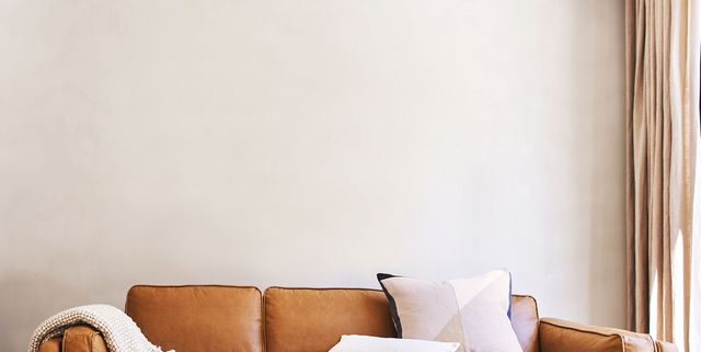 Modern Mid-Century Upholstered Sofa White & Gray Linen Brushed Microfiber  Leather Sofa
