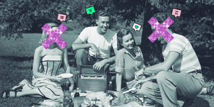 united states   circa 1950s  two couples having a picnic