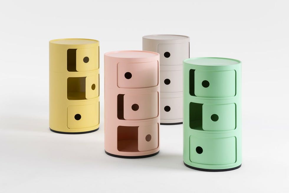 Kartell's classic 'Componibili' has been reinvented using plant-sourced bioplastic