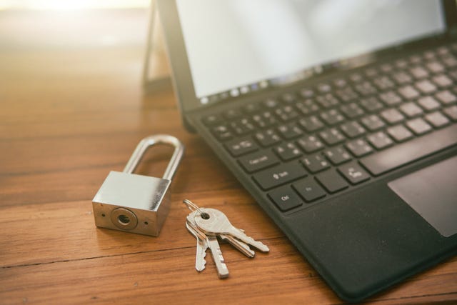 computer security protection,private data protection form hacker malware ransom concept.