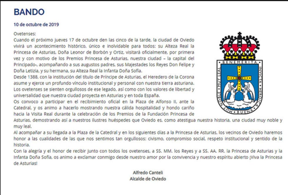 Comunicado ayuntamiento Oviedo