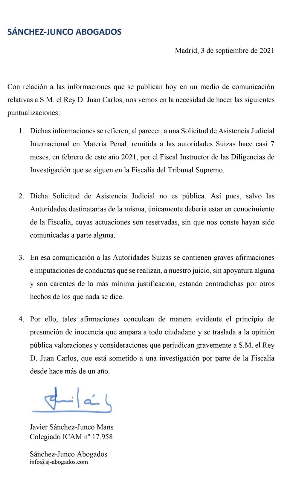 comunicado de rey juan carlos