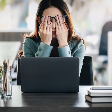 concept burnout syndrome business woman feels uncomfortable working which is caused by stress, accumulated from unsuccessful work and less resting body consult a specialist psychiatrist