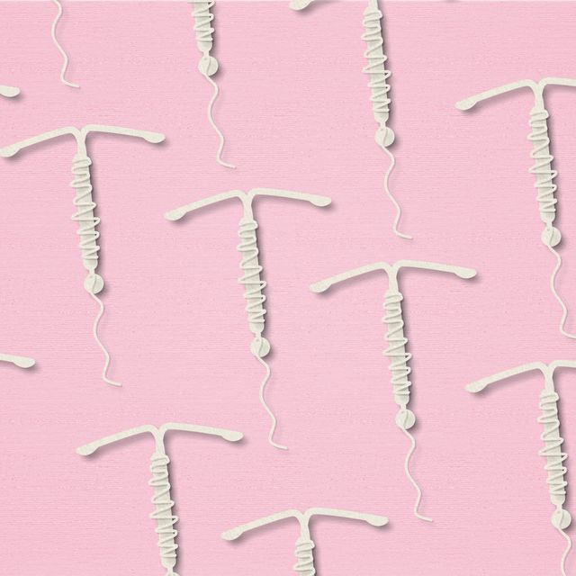 iud concept hormonal contraception  on a pink background