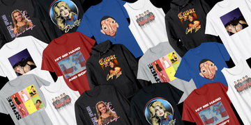 collection of graphic tshirts and tank tops featuring various artists and designs