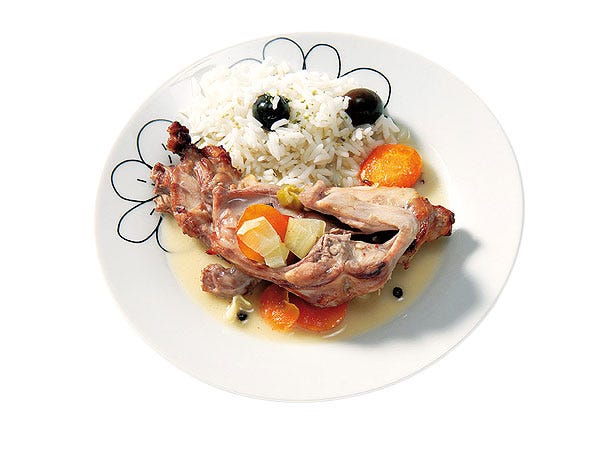conejo escabechado con arroz