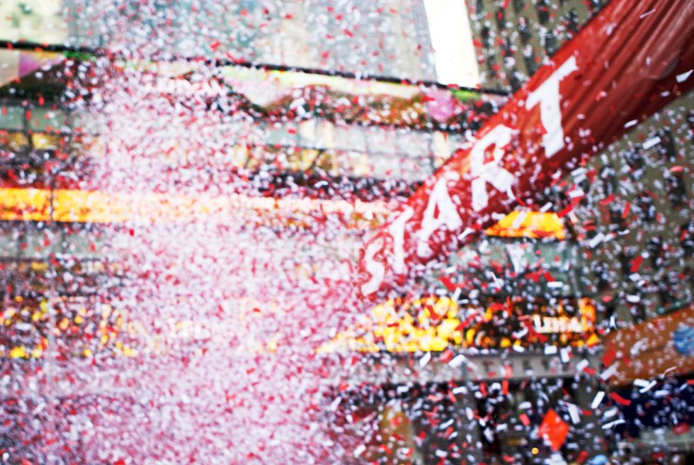 confetti falling on starting line