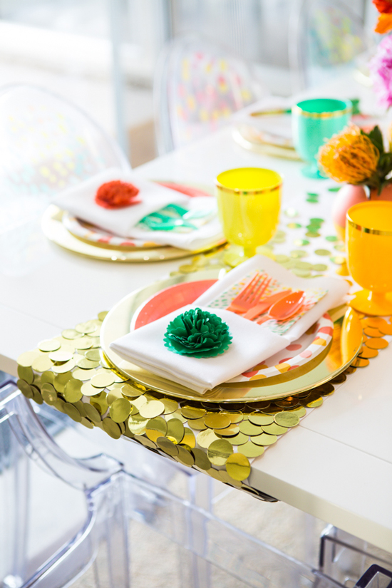 confetti table runner engagement party ideas