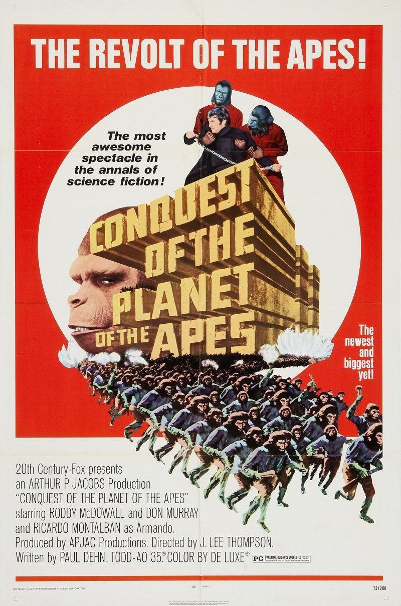a poster of a movie featuring an army of apes with guns