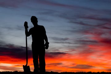 construction worker and shovel