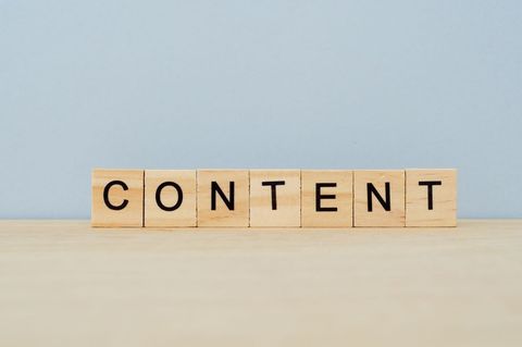 Content Word on Wooden Tile Block
