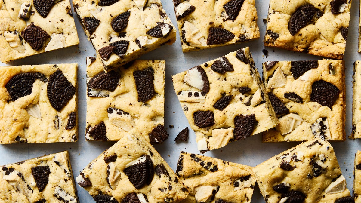 Video player poster image preview for This Cookies 'N' Cream Blondies Recipe Is Legendary In The Delish Kitchen