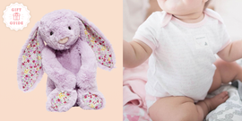 Child, Baby, Stuffed toy, Pink, Purple, Product, Toddler, Pattern, Toy, Design, 