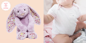Child, Baby, Stuffed toy, Pink, Purple, Product, Toddler, Pattern, Toy, Design, 