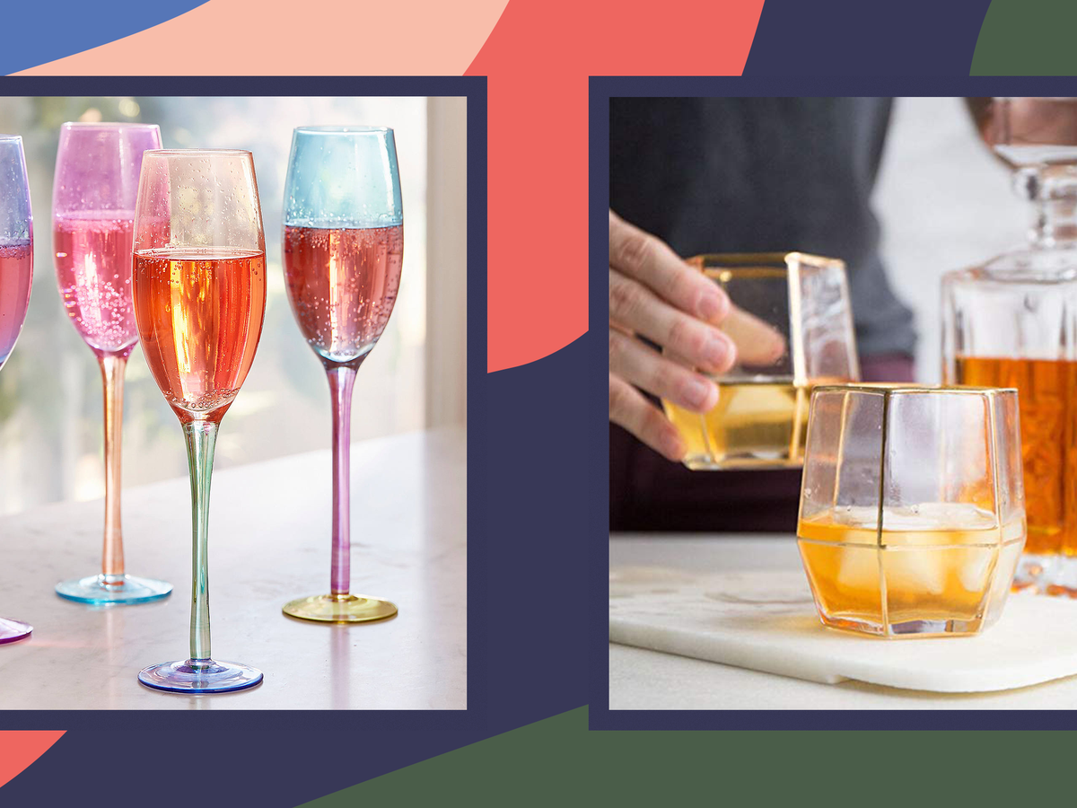 Viski Crystal Stemless Martini Glasses - Fun Cocktail Glasses