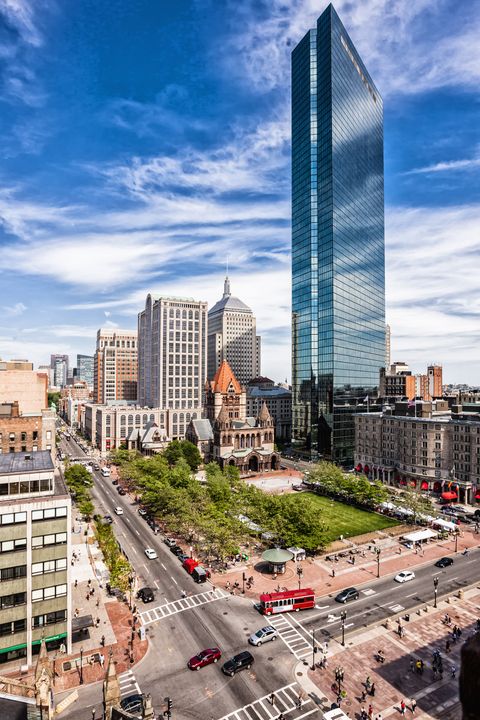 copley square, trinity church, john hancock tower and the town