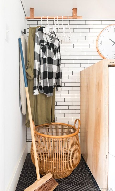 copper hanging rack laundry room ideas