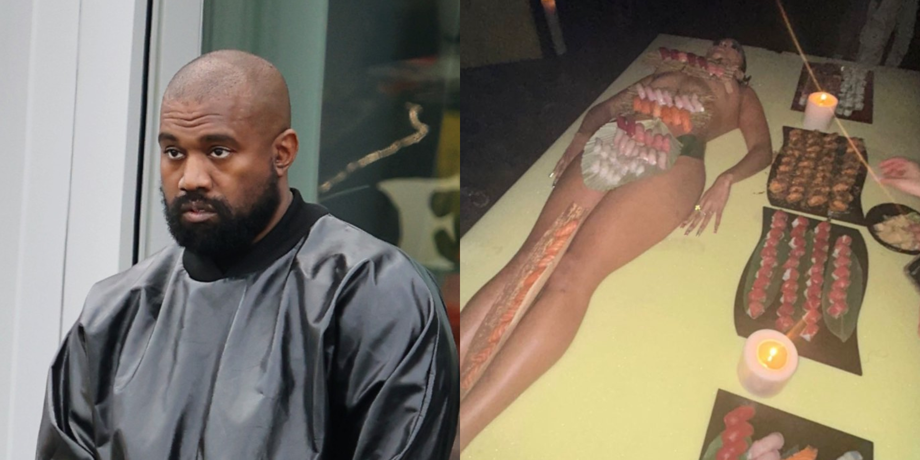 Kanye West Served Sushi Off Naked Women At His 46th Birthday Party image pic