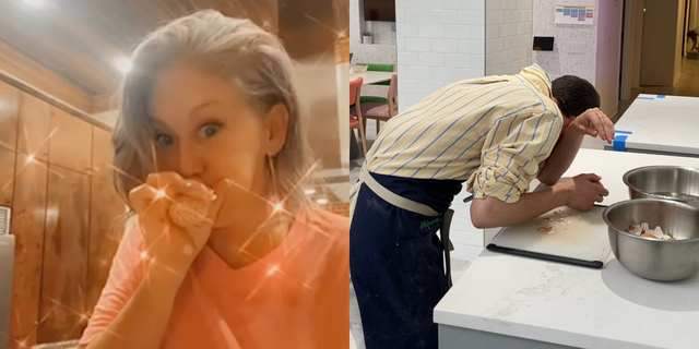 a child making food