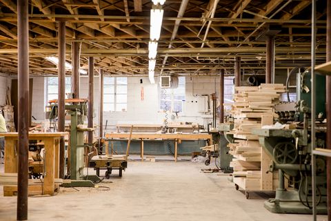 Factory, Wood, Building, Warehouse, Industry, Architecture, Lumber, Furniture, Interior design, Machine, 