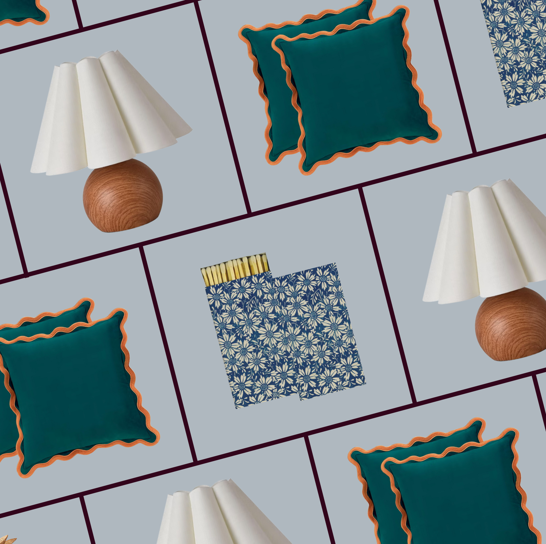 a patterned display featuring decorative cushions a lamp and folded fabric a patterned display featuring decorative cushions a lamp and folded fabric