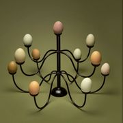 egg chandelier and egg dressed in lace