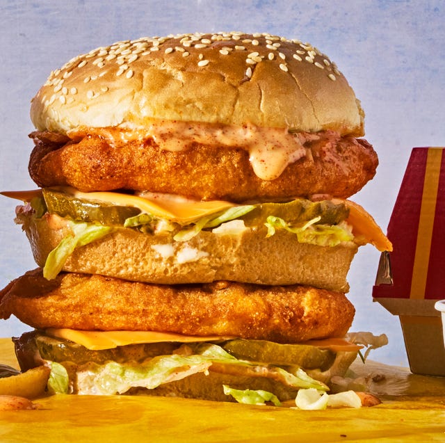 Copycat Chicken Big Mac chicken big mac with pickles, lettuce, and special sauce between buns