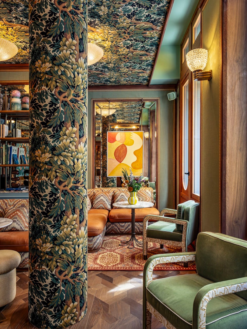interior of a cozy stylish lounge featuring decorative elements