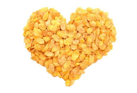 Corn flakes breakfast cereal heart