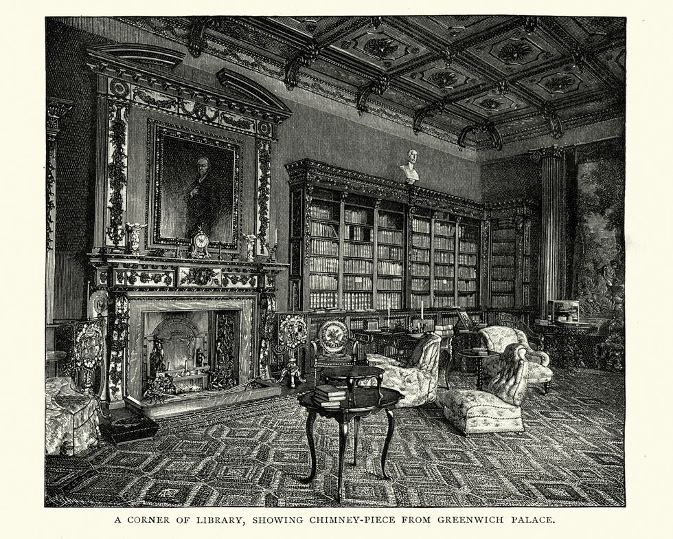 corner library highclere castle, 19th century
