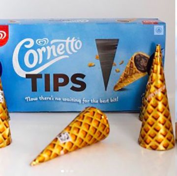 wall's is selling cornetto cone tips, which are just the bottom of the ice cream cone
