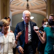Senate Policy Luncheons on Capitol Hill washington, dc june 07 sen john cornyn r tx talks with reporters following party policy luncheons on capitol hill on tuesday, june 7, 2022 in washington, dc kent nishimura los angeles times via getty images