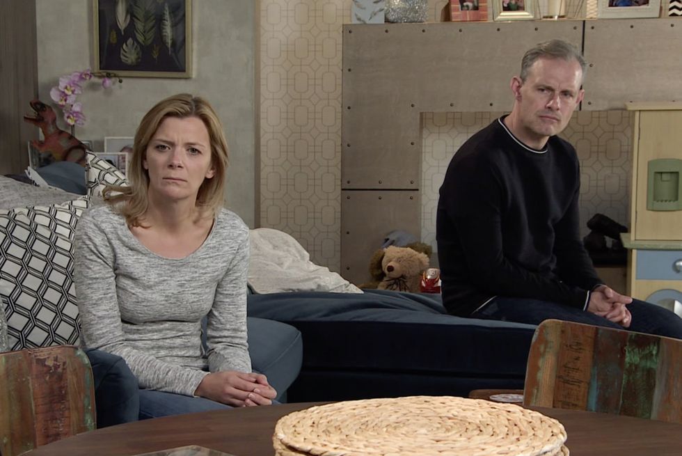 george shuttleworth, leanne battersby and nick tilsley in coronation street
