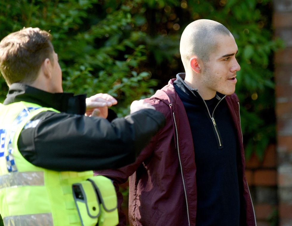 corey is arrested by police, coronation street filming