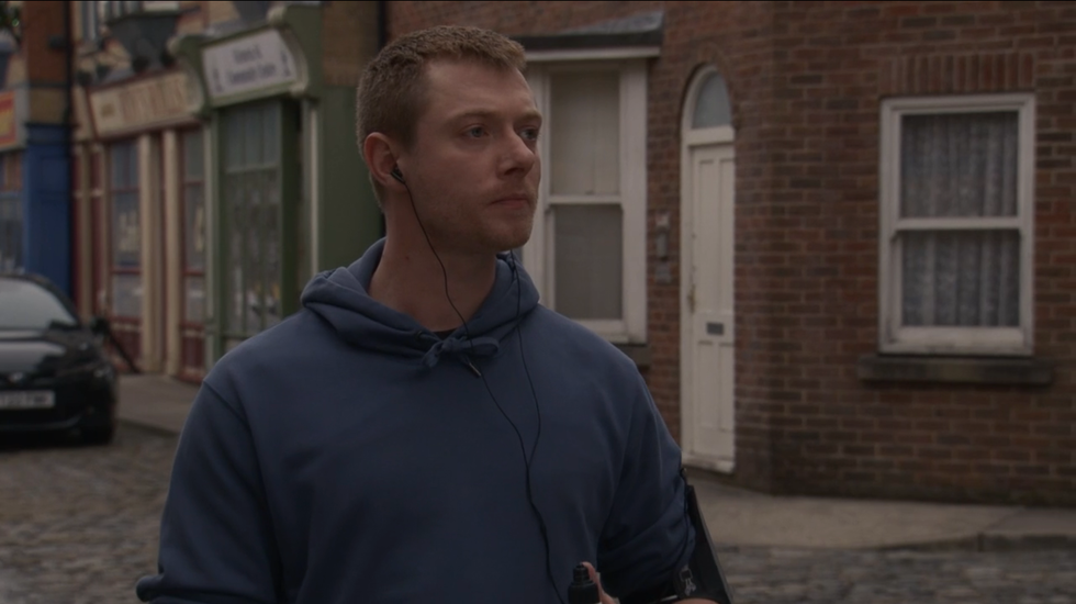 coronation street character daniel osbourne after a run on the cobbles