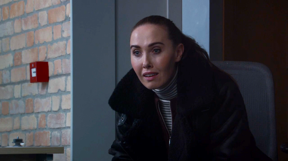 coronation street character mandy sat down in the abandoned office block