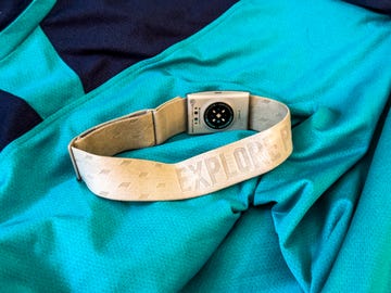 coros heart rate monitor arm band on sportswear