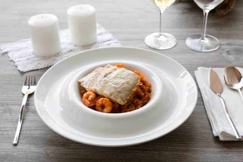 receta de corvina con arroz meloso y gambas