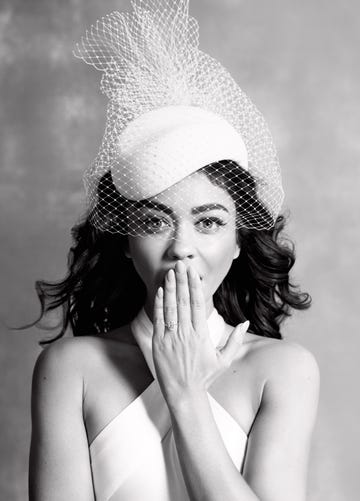 White, Face, Headpiece, Lip, Skin, Beauty, Black-and-white, Hair accessory, Eyelash, Monochrome photography, 