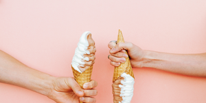 two ice cream cones flipped upside down