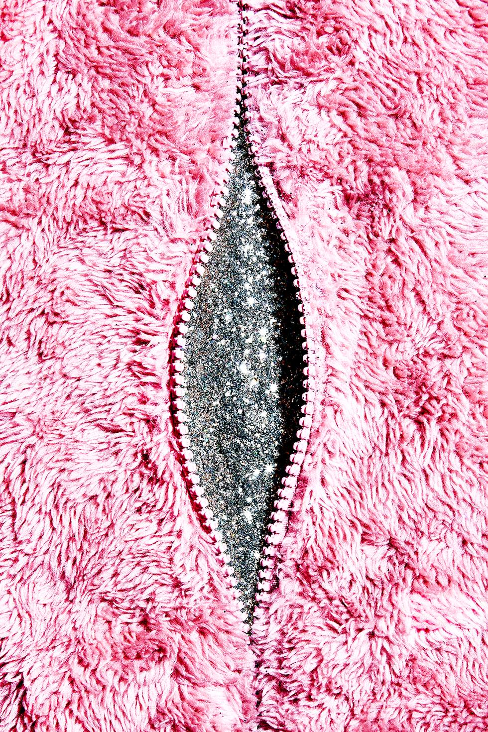 textured fabric and zipper referencing vagina