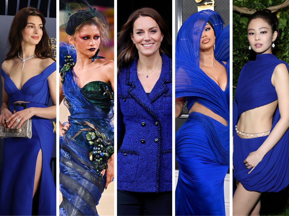 anne hathaway, zendaya, kate middleton, cardi b, blackpink’s jennie wearing cobalt