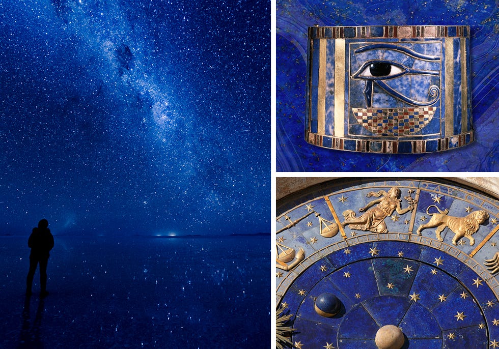 cosmic cobalt night sky and lapis lazuli art from egypt and italy