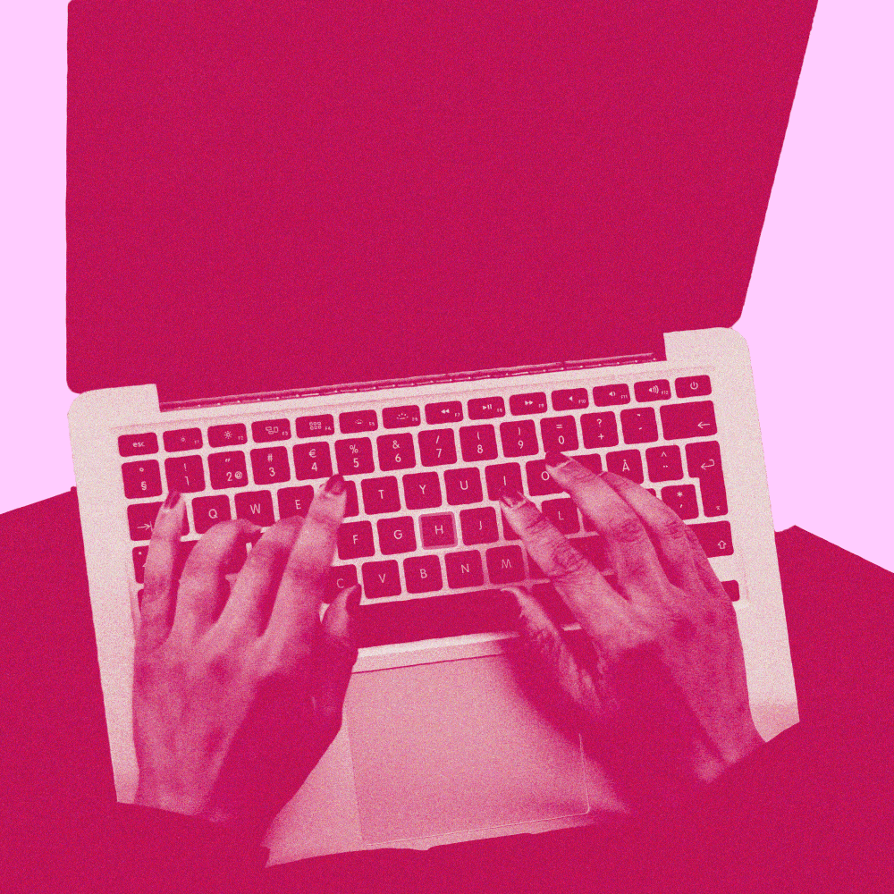 Pink, Red, Computer keyboard, Text, Magenta, Technology, Material property, Electronic device, Hand, Space bar, 
