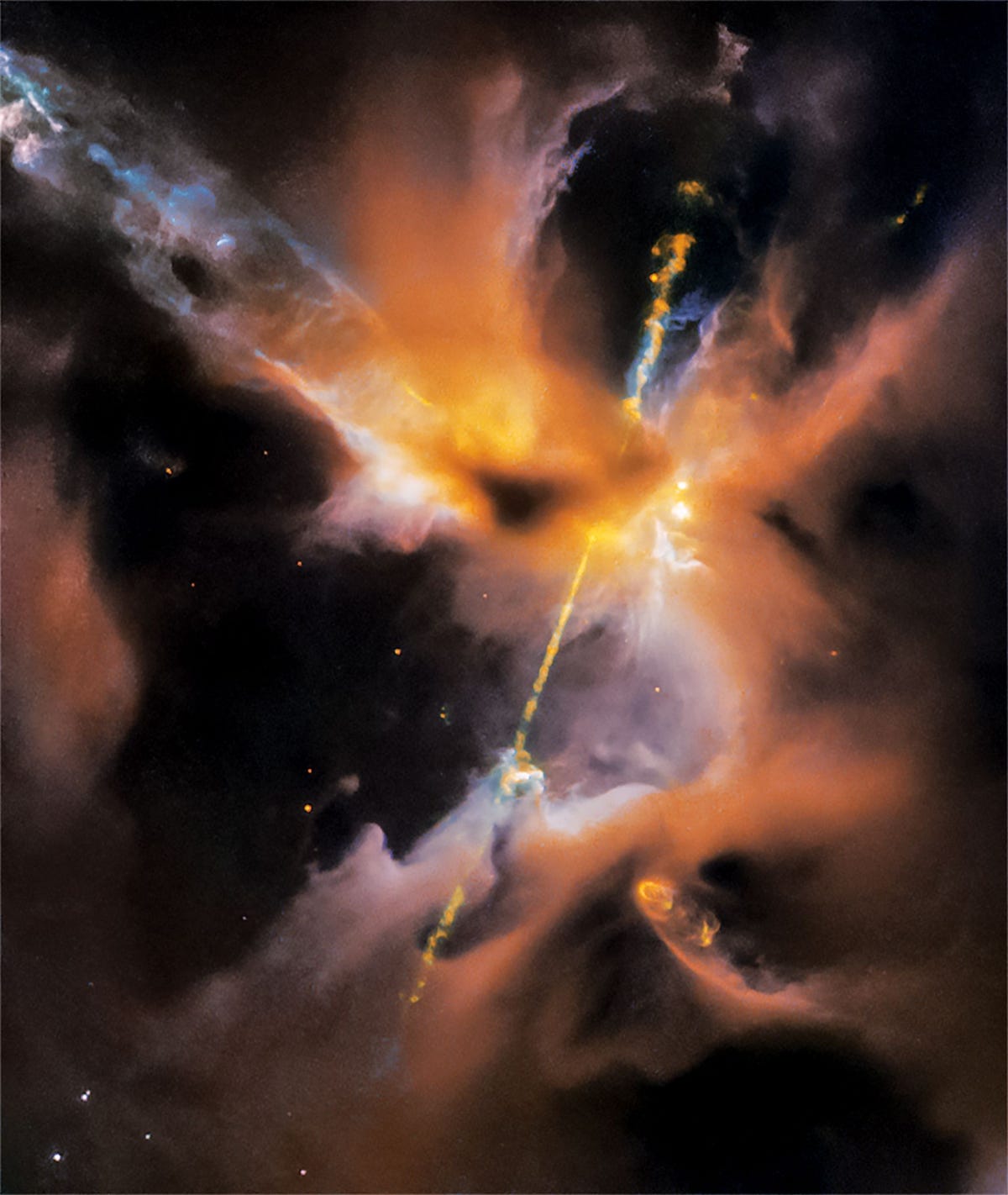 De NASAruimtetelescoop Hubble maakte deze opname van stervorming in het sterrenbeeld Orion op een afstand van zon 1350 lichtjaar van de aarde