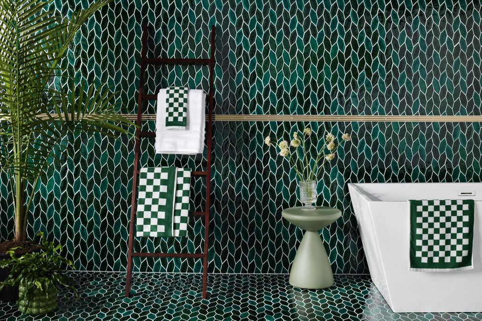 green tile bathroom