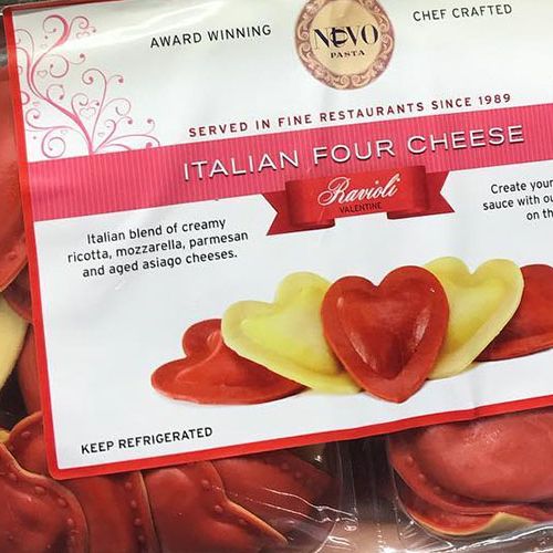 fresh pasta ravioli in a heart shape, Valentine's Day Special 