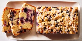 costco lemon blueberry pound cake with a lemon glaze