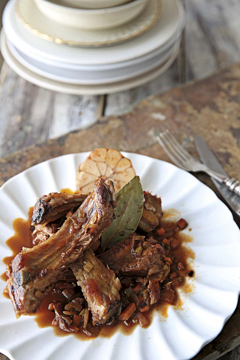 costillas de cerdo con vino tinto